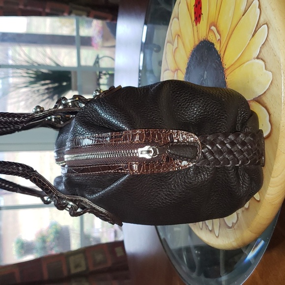 FF 💘🖤💘 BRIGHTON HOBO VINTAGE PEBBLED & CROC LEATHER SHOULDER PURSE BAG - Picture 8 of 14
